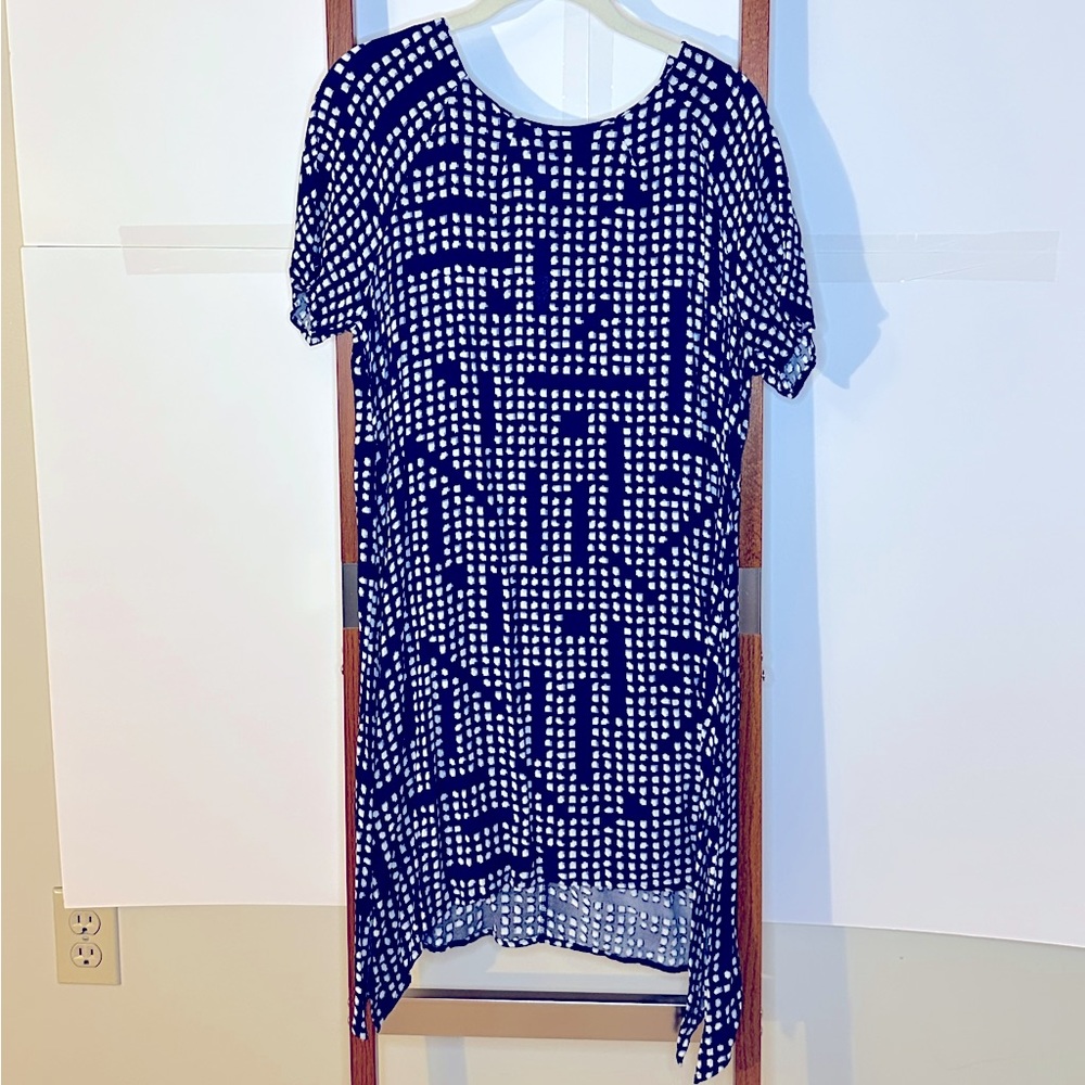 Navy Spotted Shift Dress